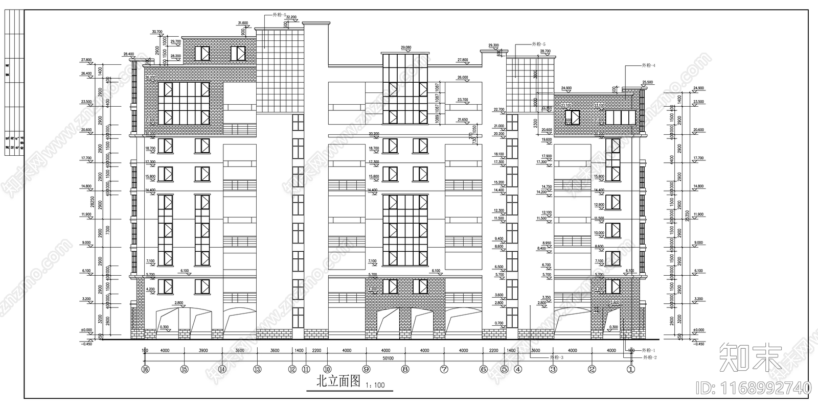 现代住宅楼建筑cad施工图下载【ID:1168992740】