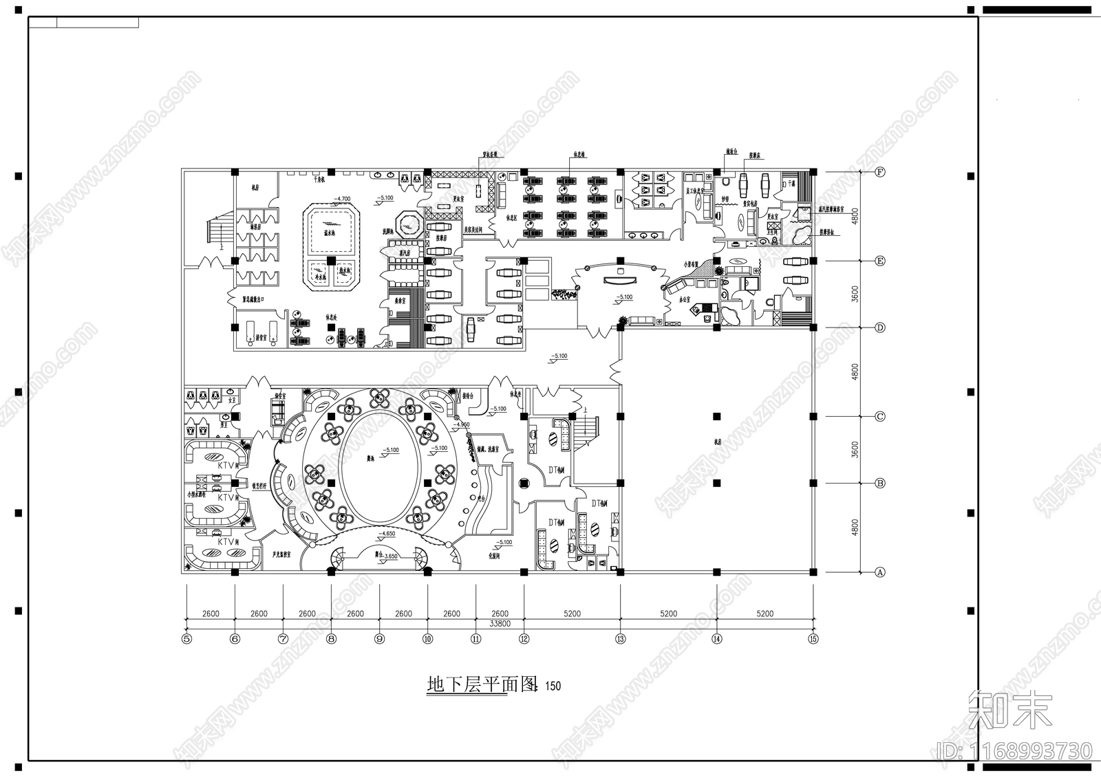 现代新中式酒店cad施工图下载【ID:1168993730】