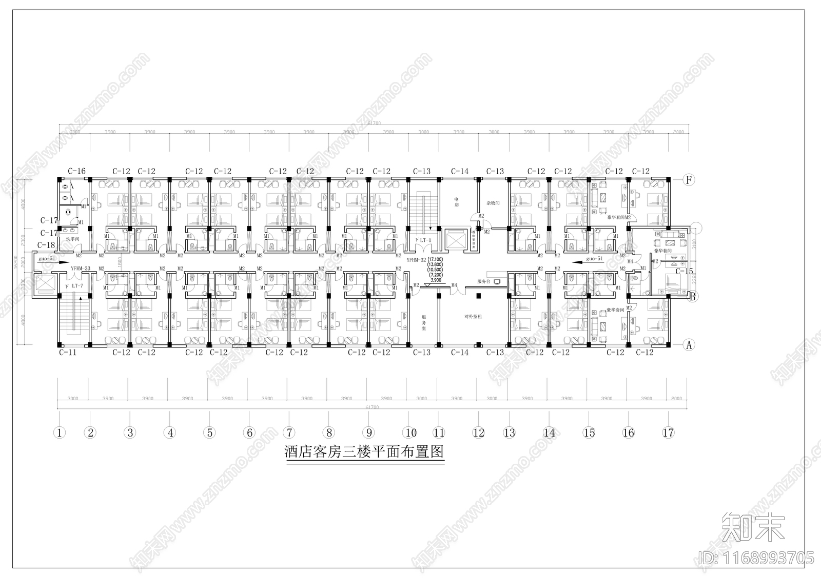 现代新中式酒店cad施工图下载【ID:1168993705】