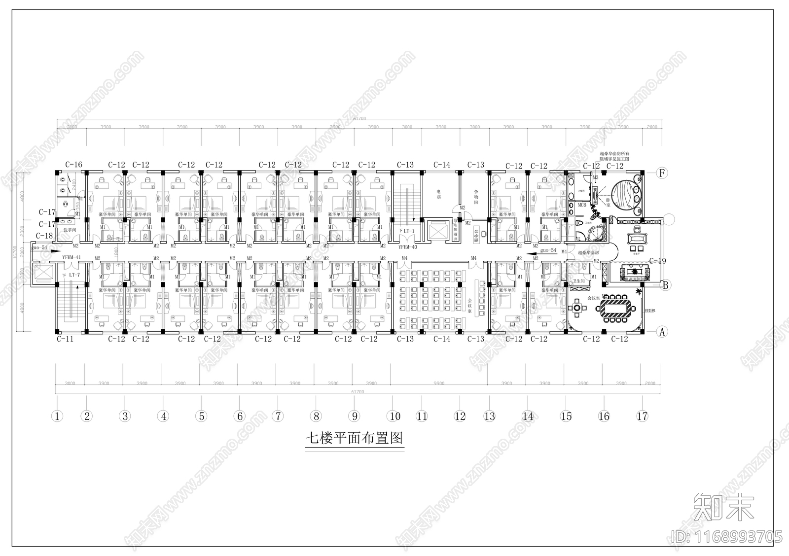 现代新中式酒店cad施工图下载【ID:1168993705】