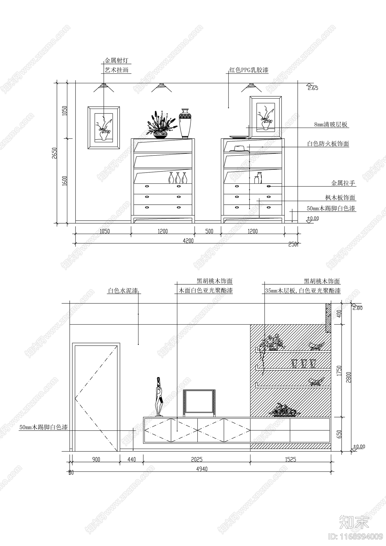 现代新中式卧室cad施工图下载【ID:1168994009】