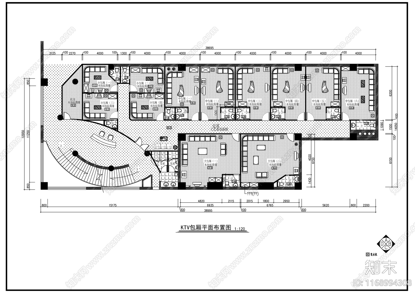 现代新中式KTVcad施工图下载【ID:1168994308】