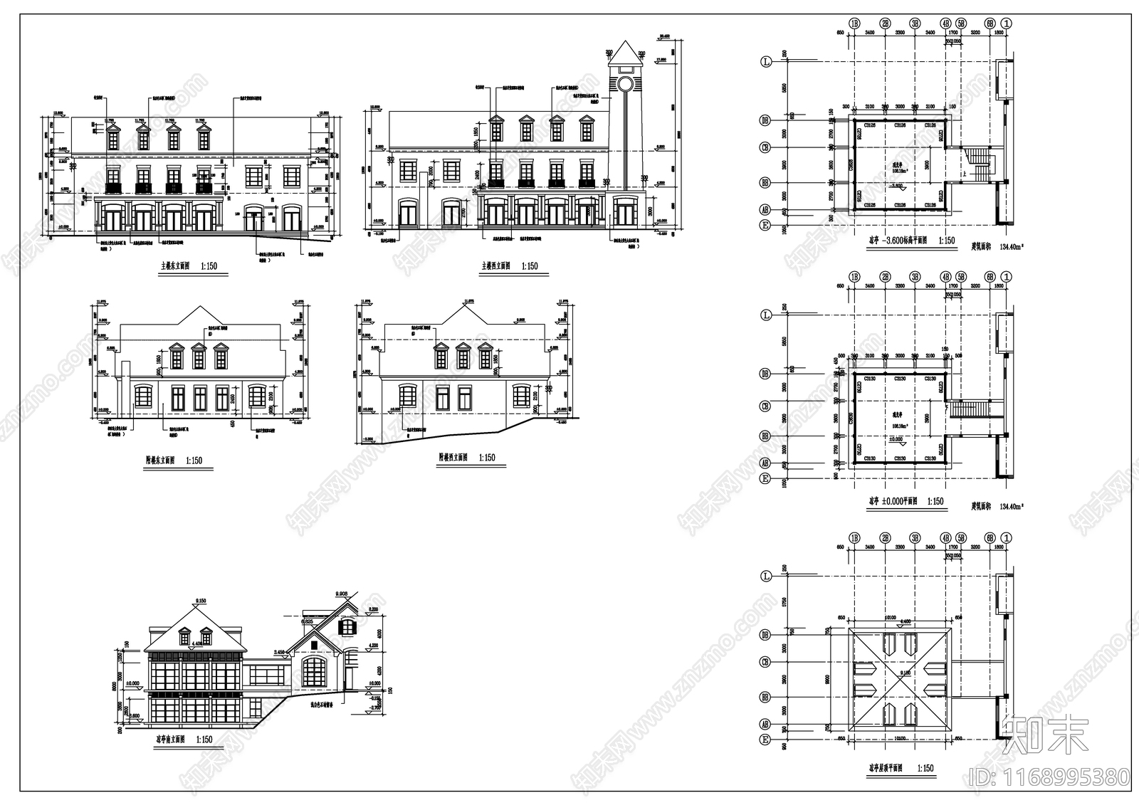 新中式欧式产业园建筑施工图下载【ID:1168995380】