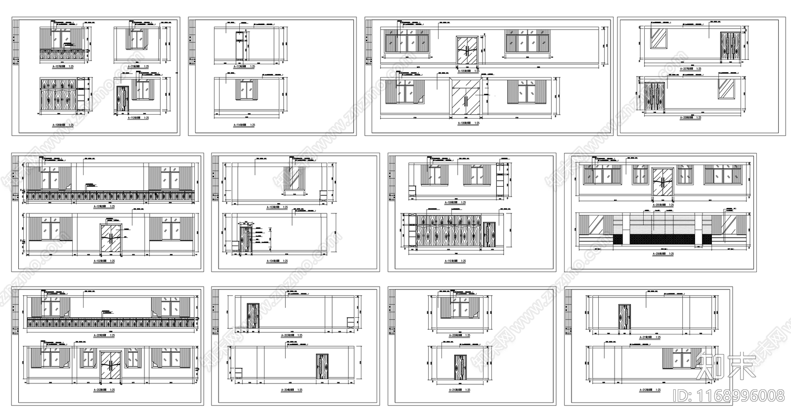 现代新中式办公室cad施工图下载【ID:1168996008】