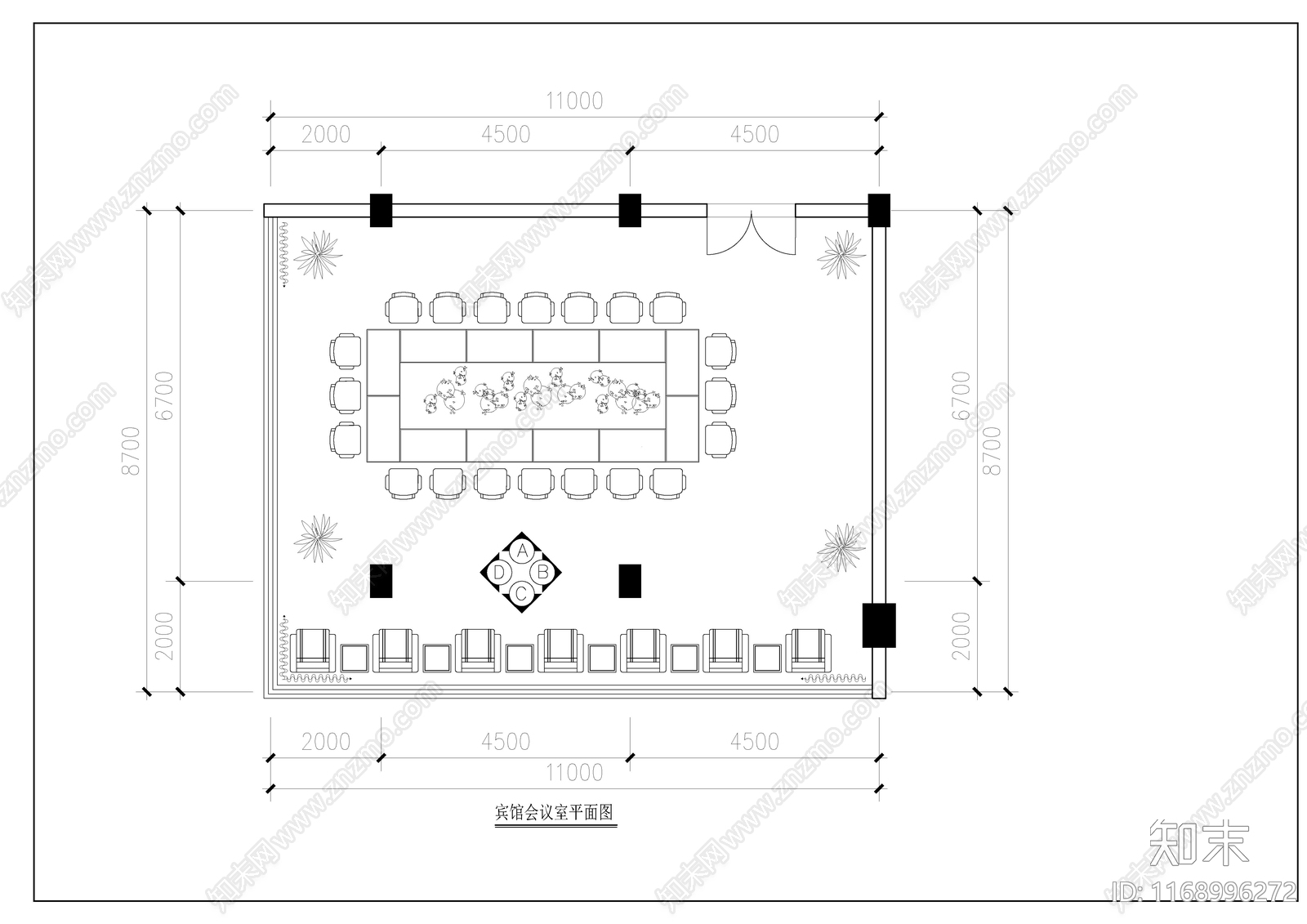 现代新中式办公室cad施工图下载【ID:1168996272】