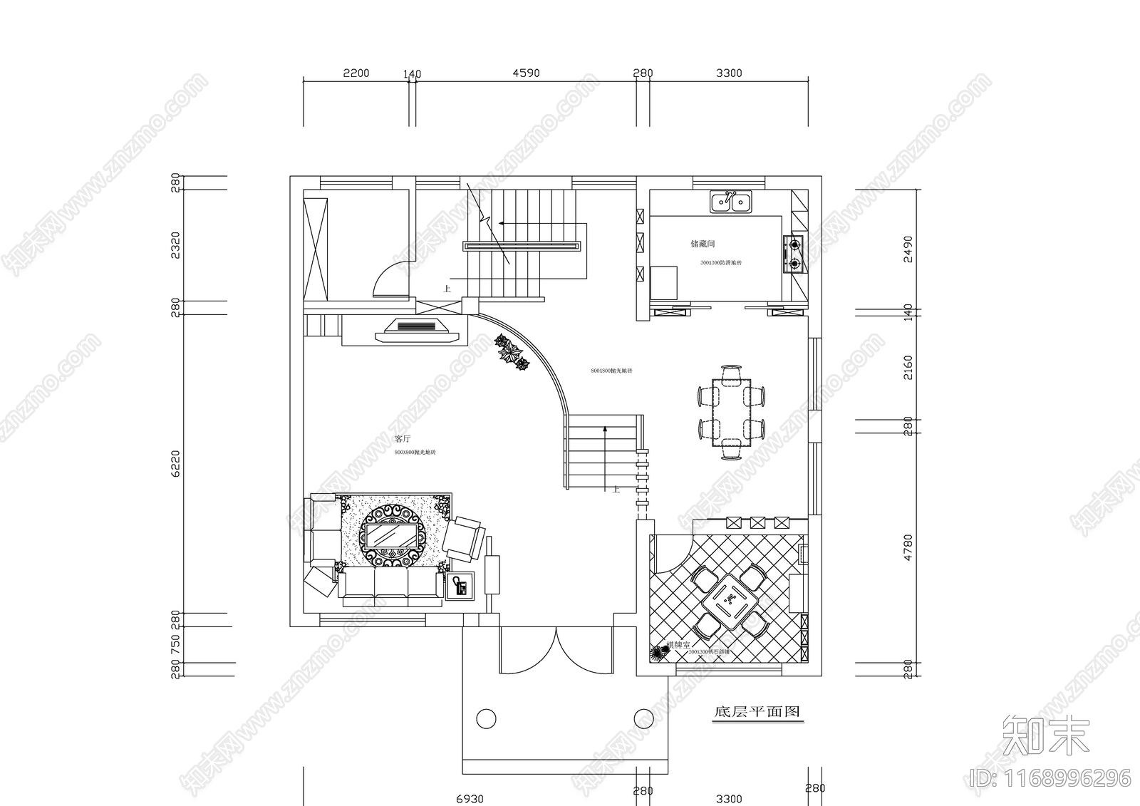 现代新中式整体家装空间cad施工图下载【ID:1168996296】