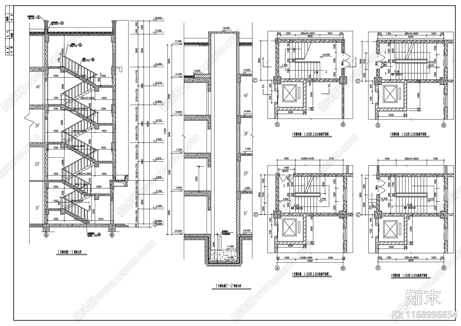 现代新中式住宅楼建筑cad施工图下载【ID:1168996654】