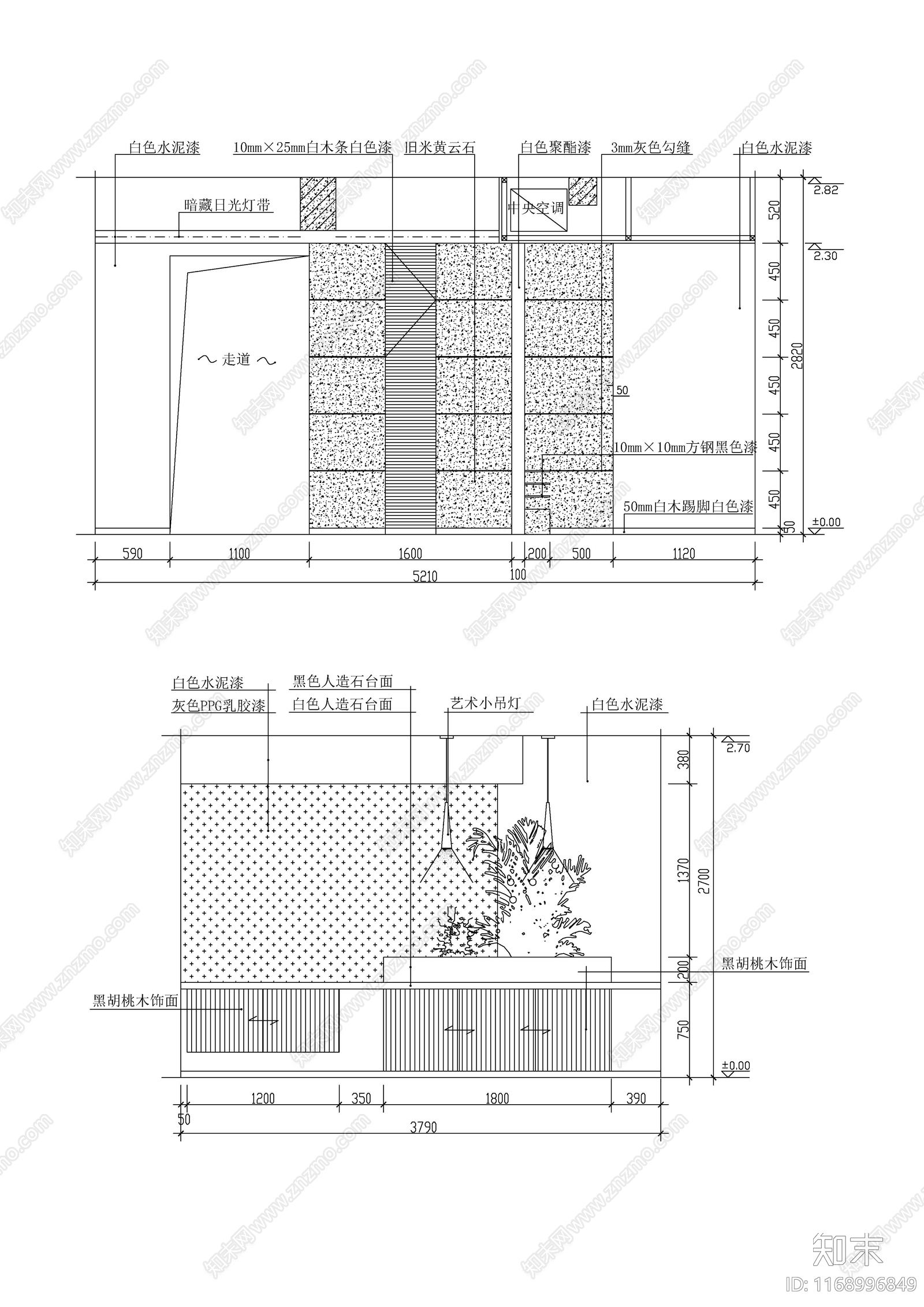 现代新中式客厅施工图下载【ID:1168996849】