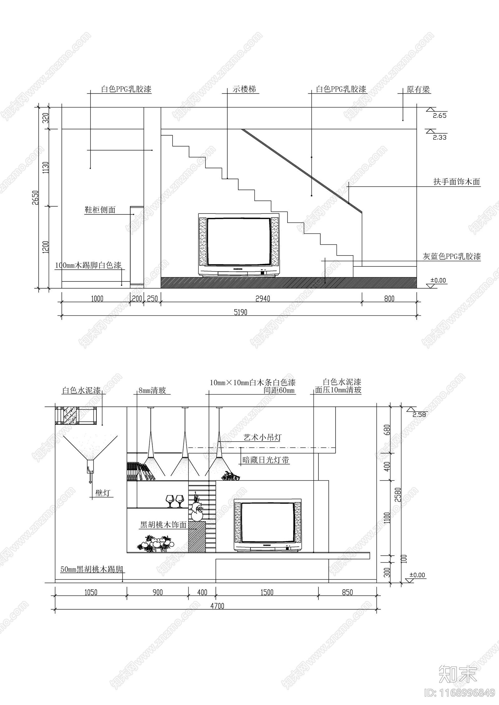 现代新中式客厅施工图下载【ID:1168996849】