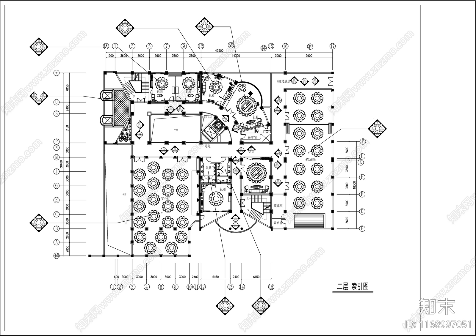 现代新中式酒店cad施工图下载【ID:1168997051】