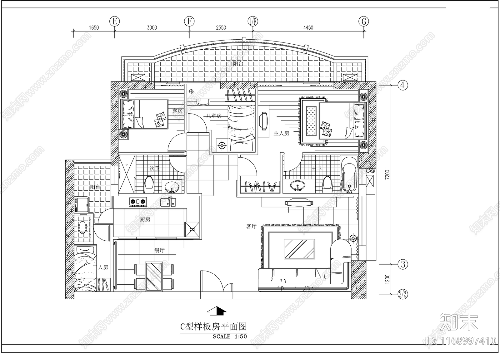 现代新中式整体家装空间施工图下载【ID:1168997410】