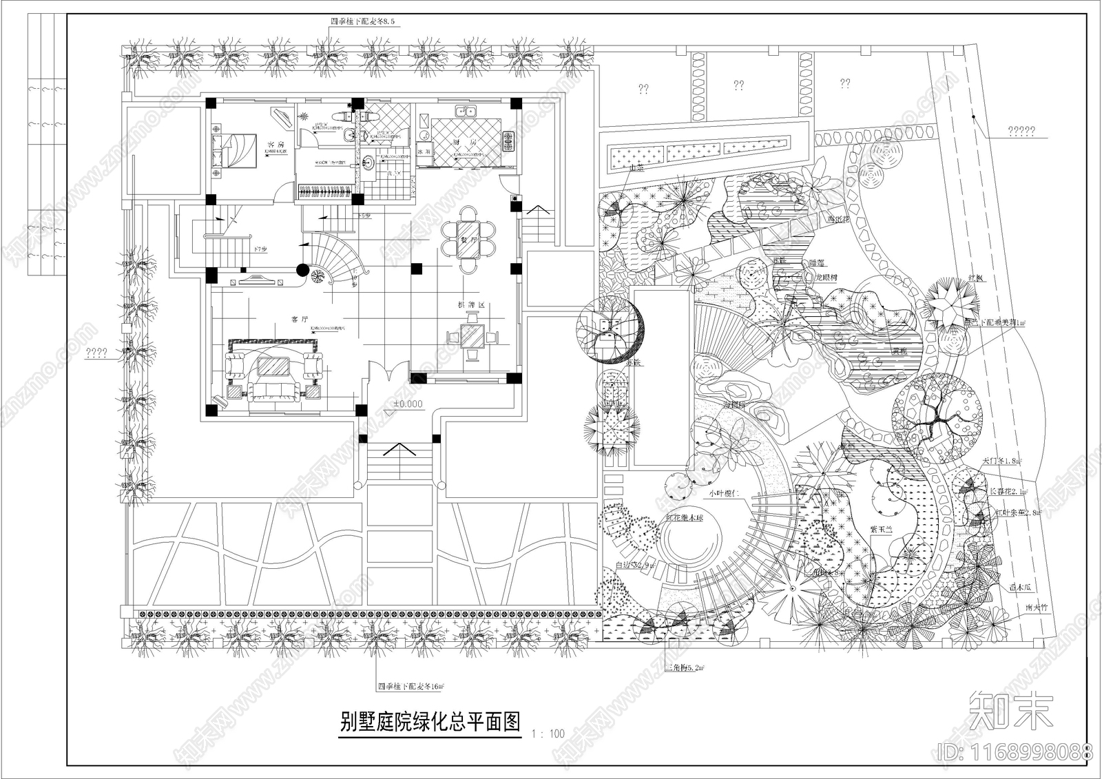 现代庭院cad施工图下载【ID:1168998088】