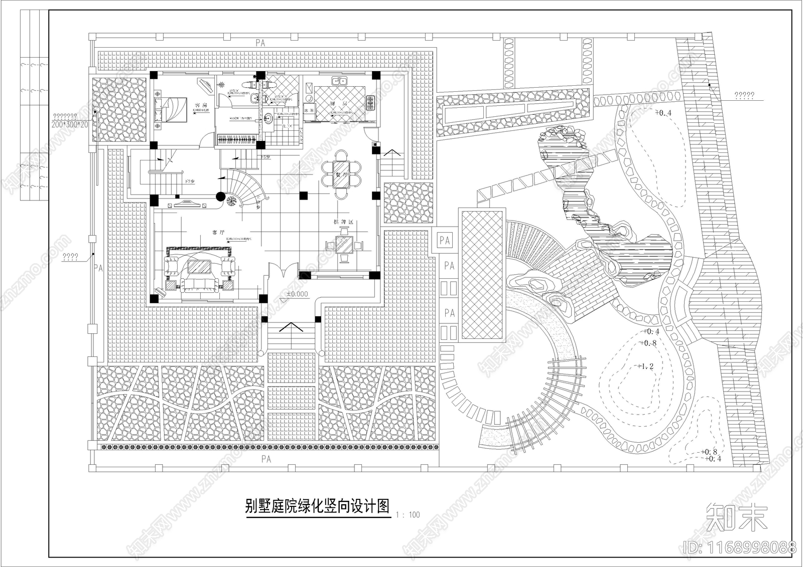 现代庭院cad施工图下载【ID:1168998088】