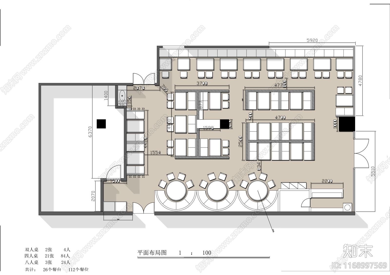 现代新中式中餐厅cad施工图下载【ID:1168997569】