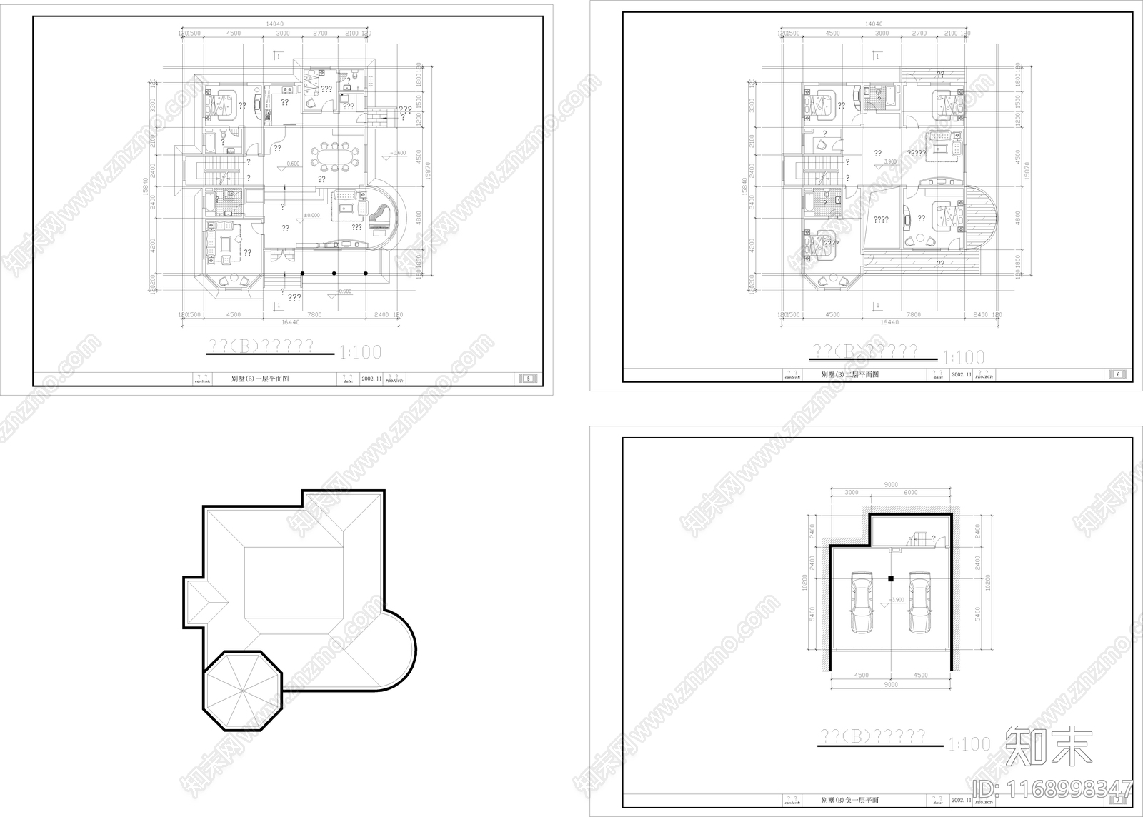 美式现代住宅楼建筑cad施工图下载【ID:1168998347】