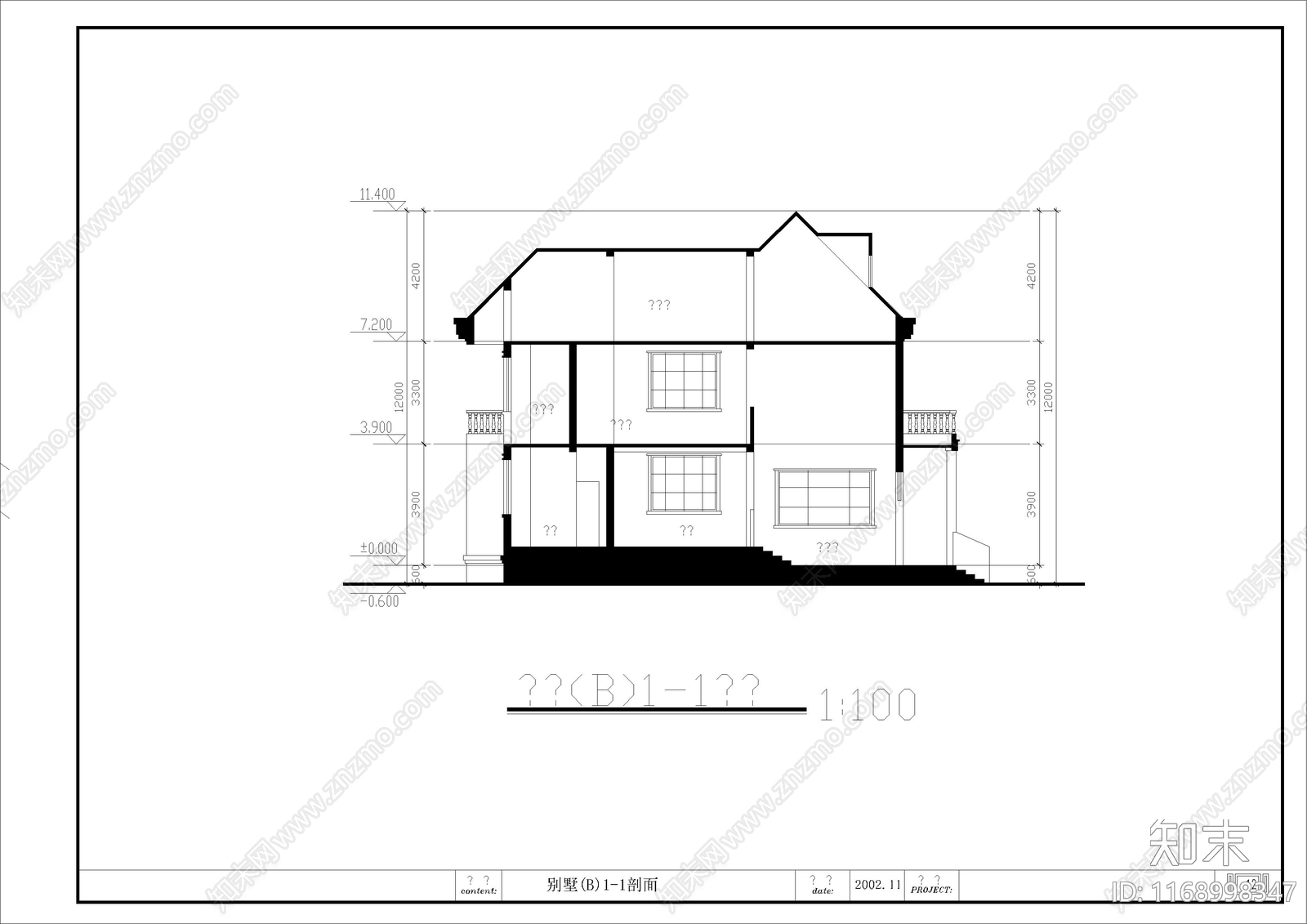 美式现代住宅楼建筑cad施工图下载【ID:1168998347】