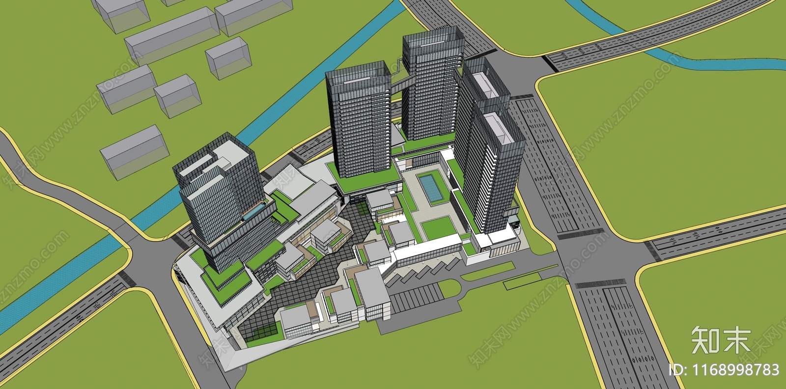 现代办公楼SU模型下载【ID:1168998783】