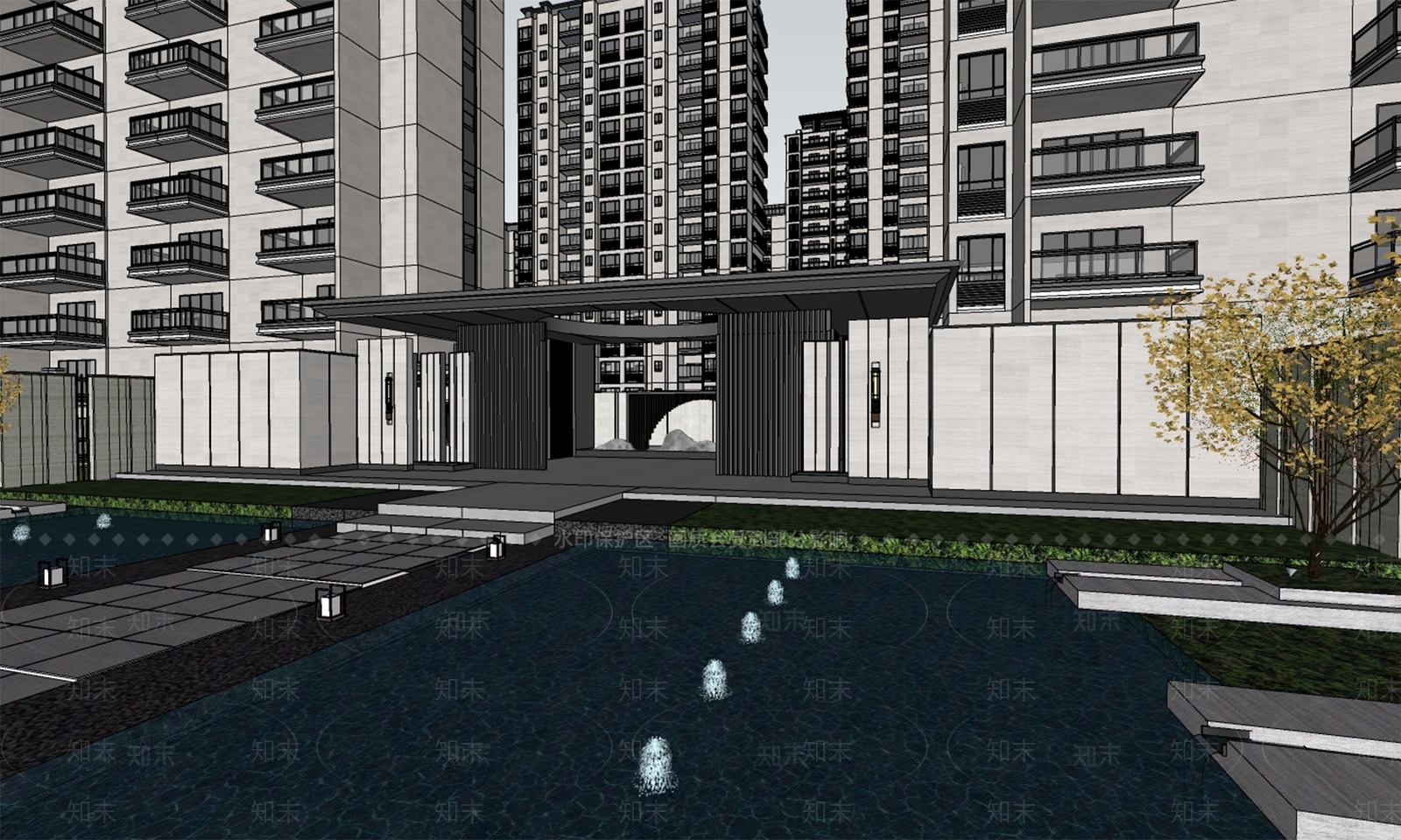现代新中式其他公共空间SU模型下载【ID:1169006006】