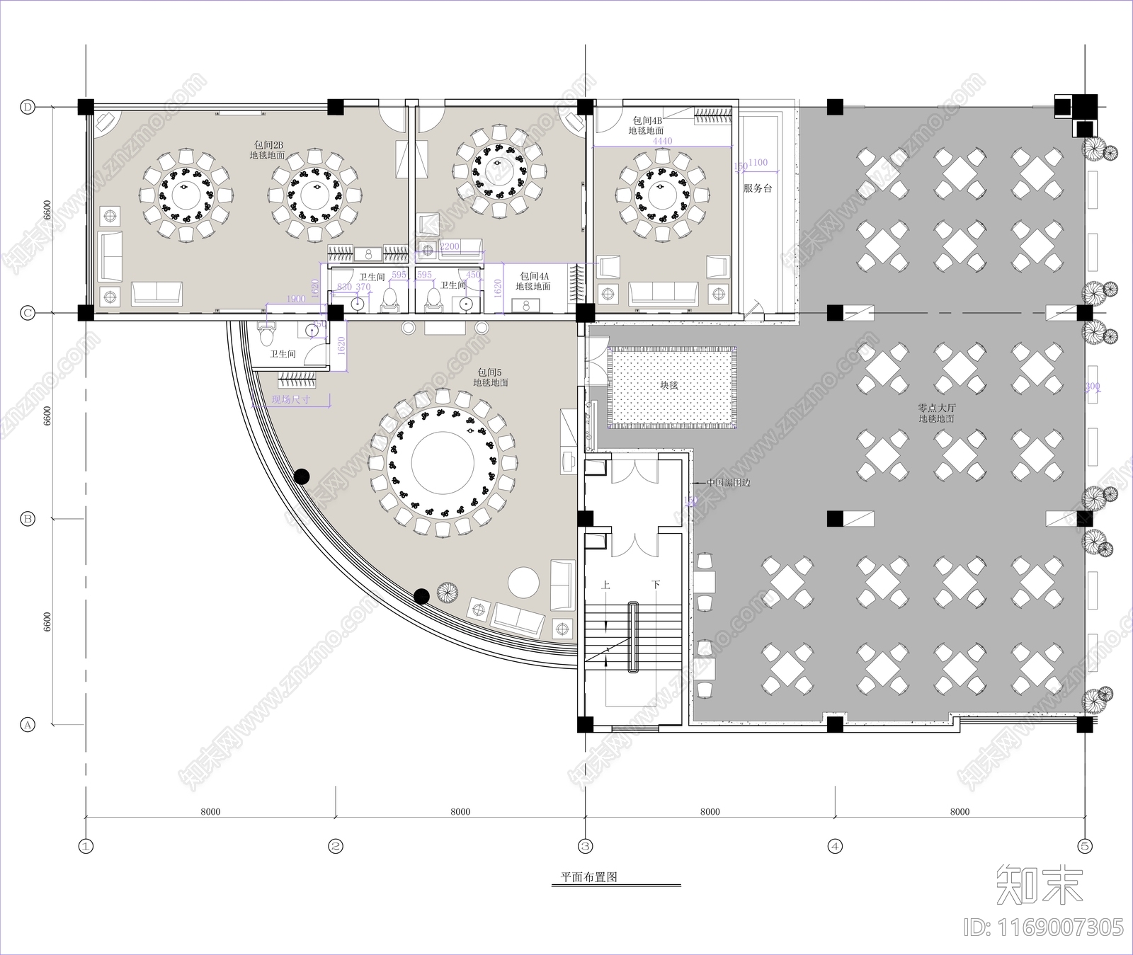 现代新中式中餐厅cad施工图下载【ID:1169007305】