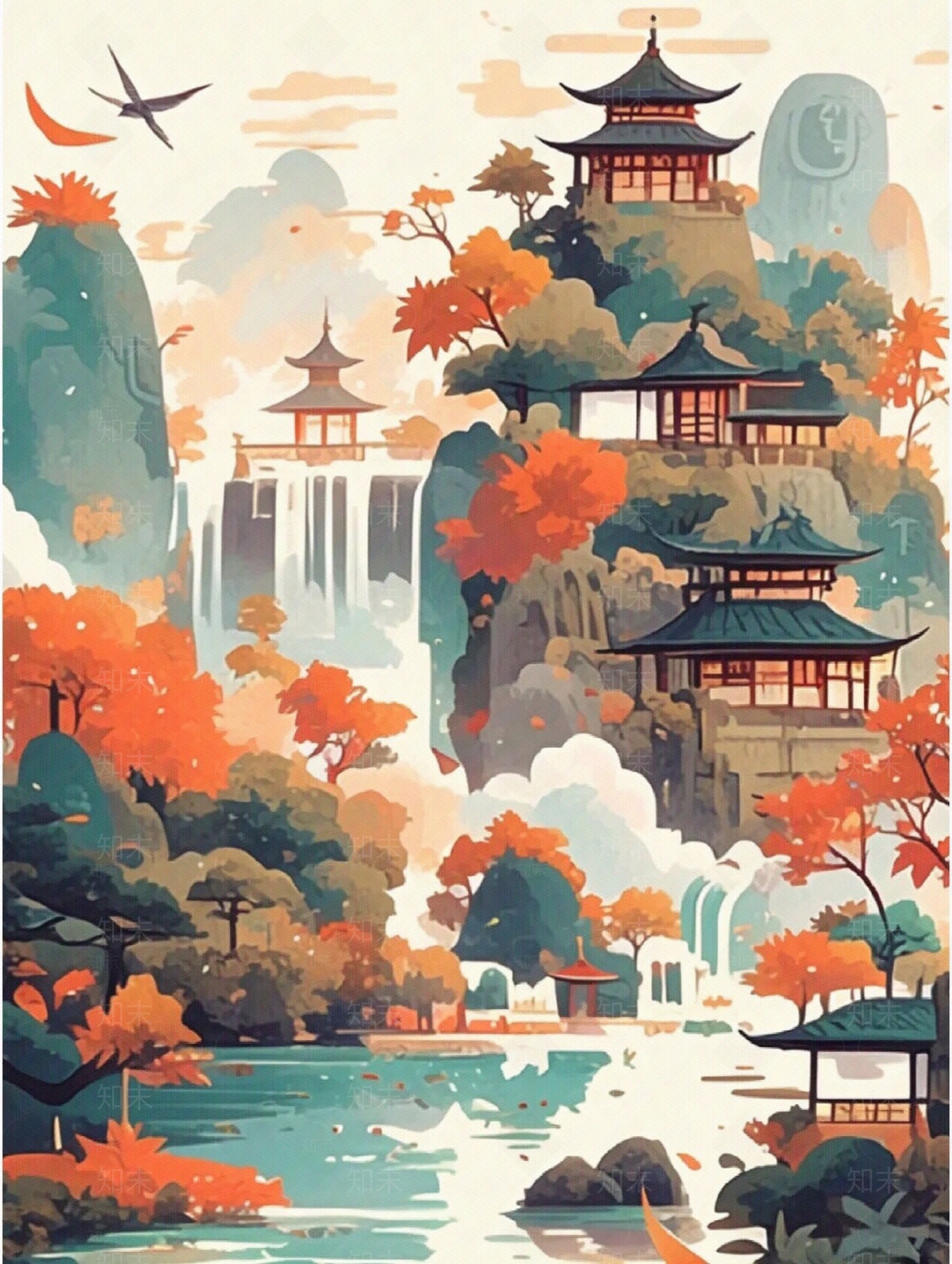 新中式壁纸贴图材质精品下载_VRay贴图_知末网