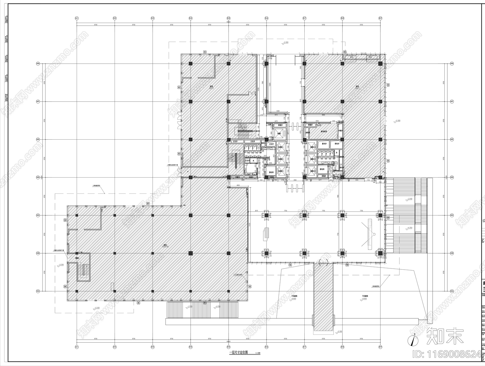 现代办公楼建筑cad施工图下载【ID:1169008624】