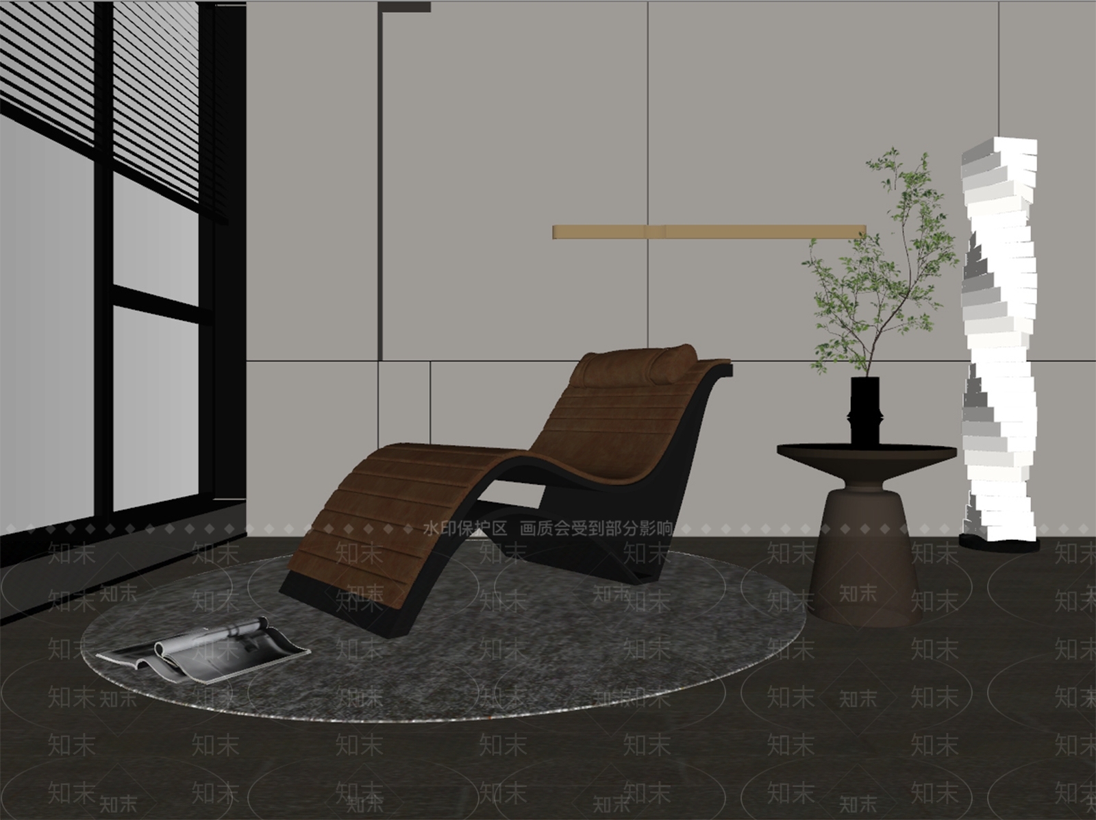 现代躺椅SU模型下载【ID:1169009046】