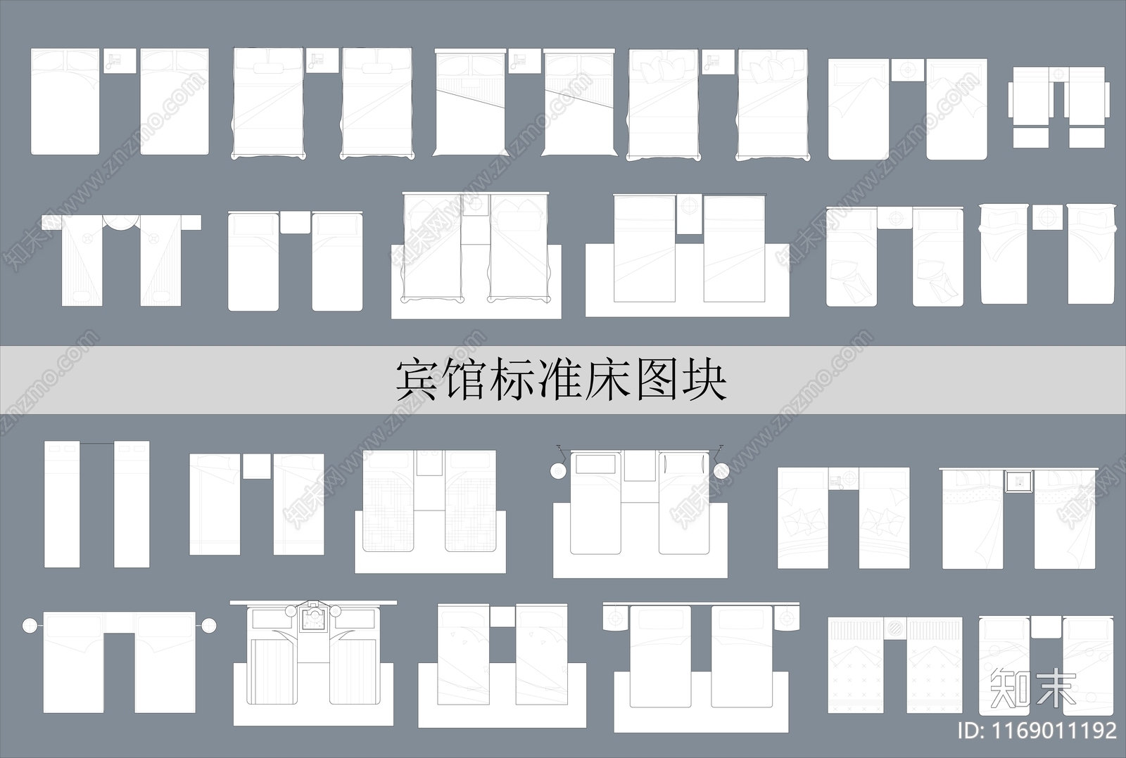 现代床施工图下载【ID:1169011192】