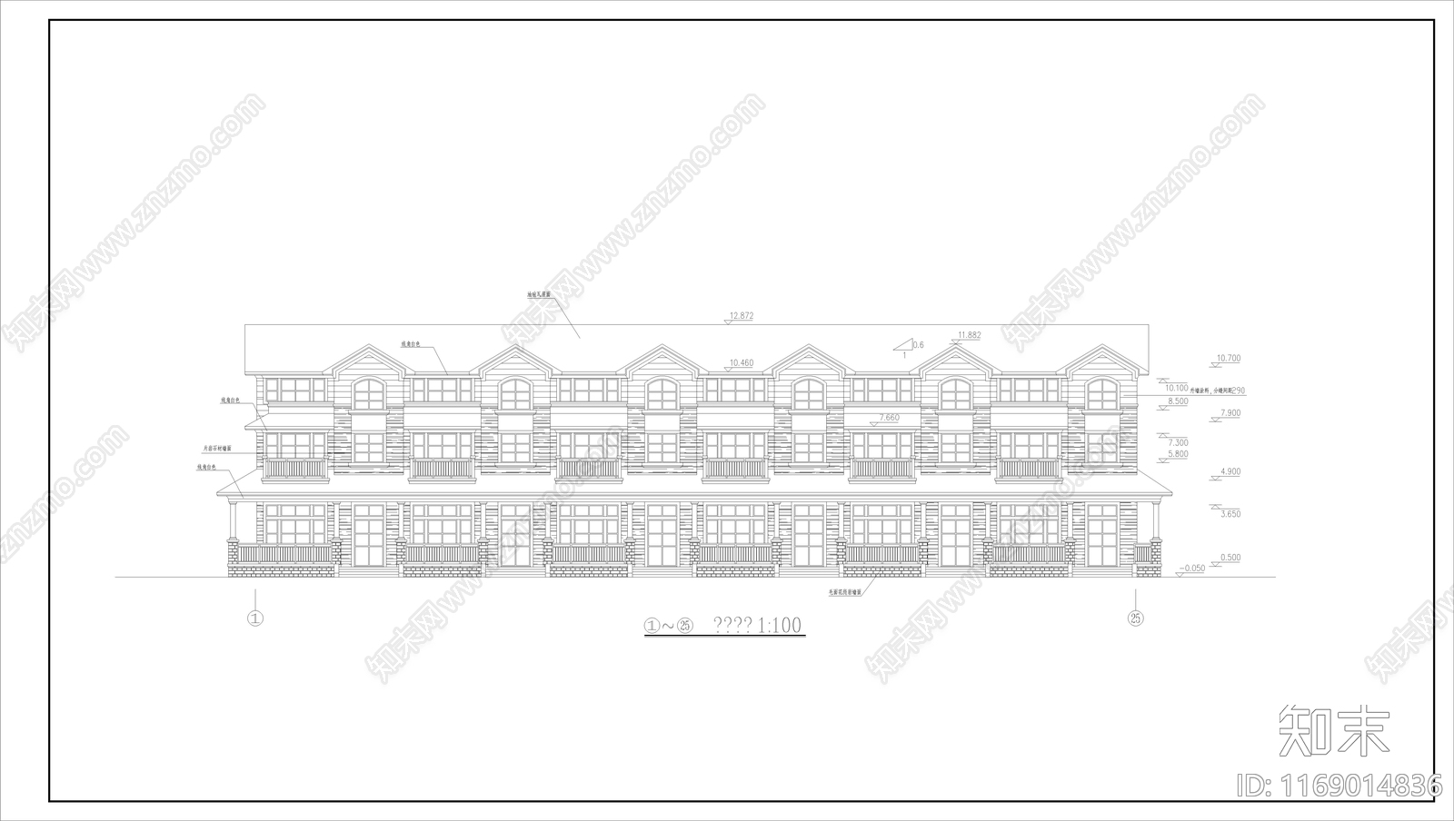 美式欧式别墅建筑cad施工图下载【ID:1169014836】