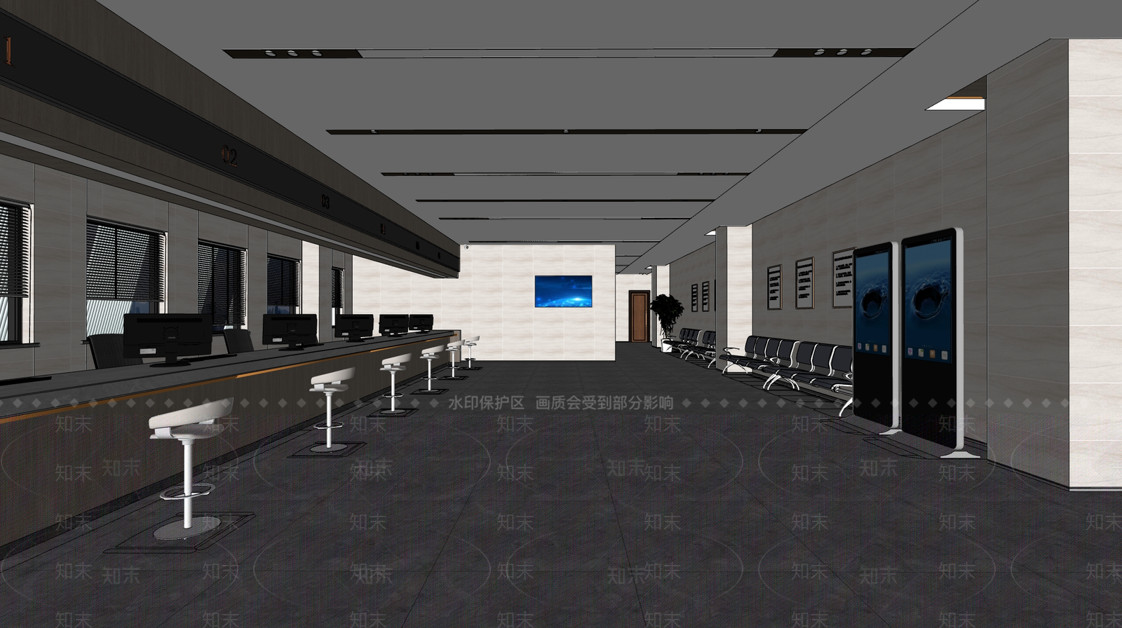 现代办事大厅SU模型下载【ID:1169016577】