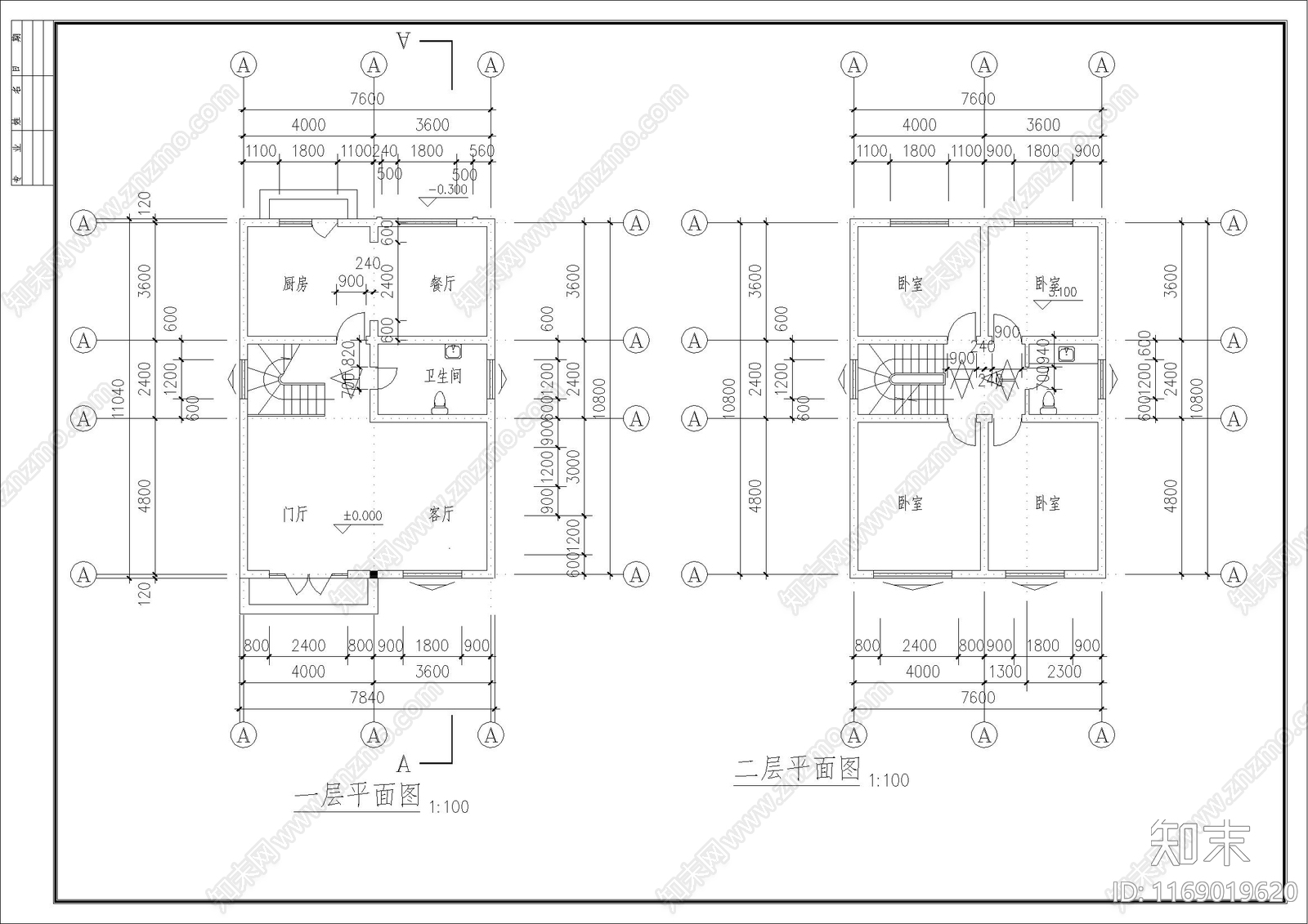 欧式别墅建筑cad施工图下载【ID:1169019620】