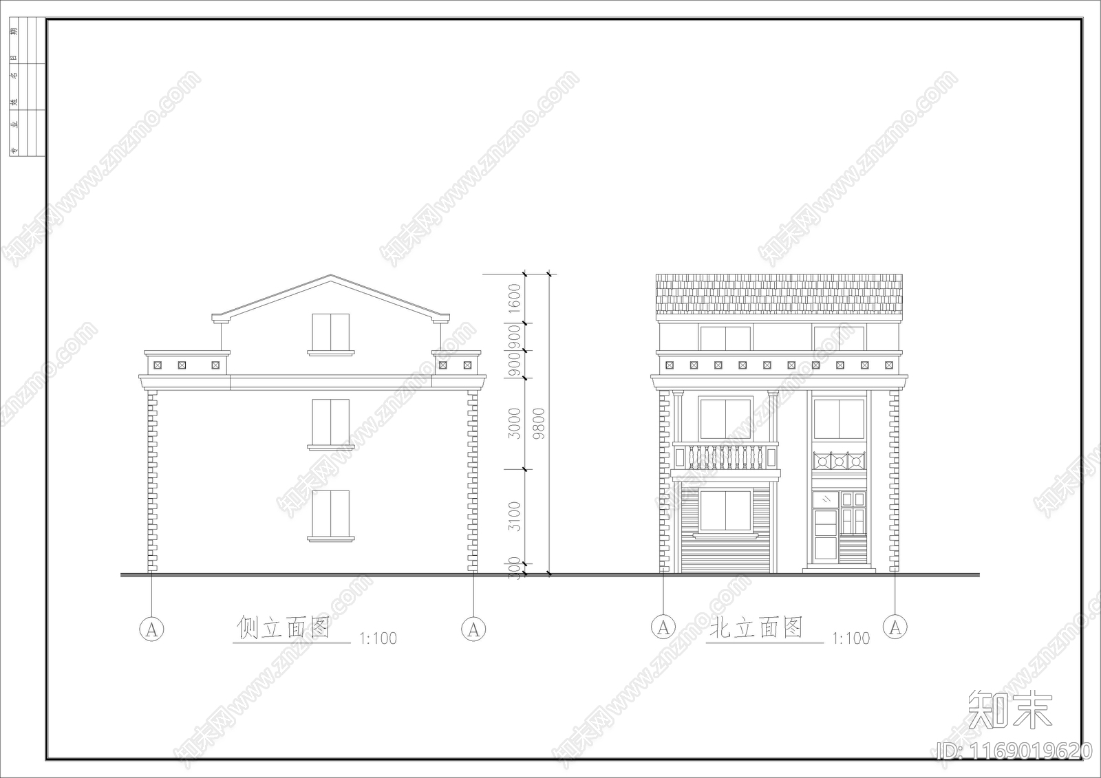 欧式别墅建筑cad施工图下载【ID:1169019620】