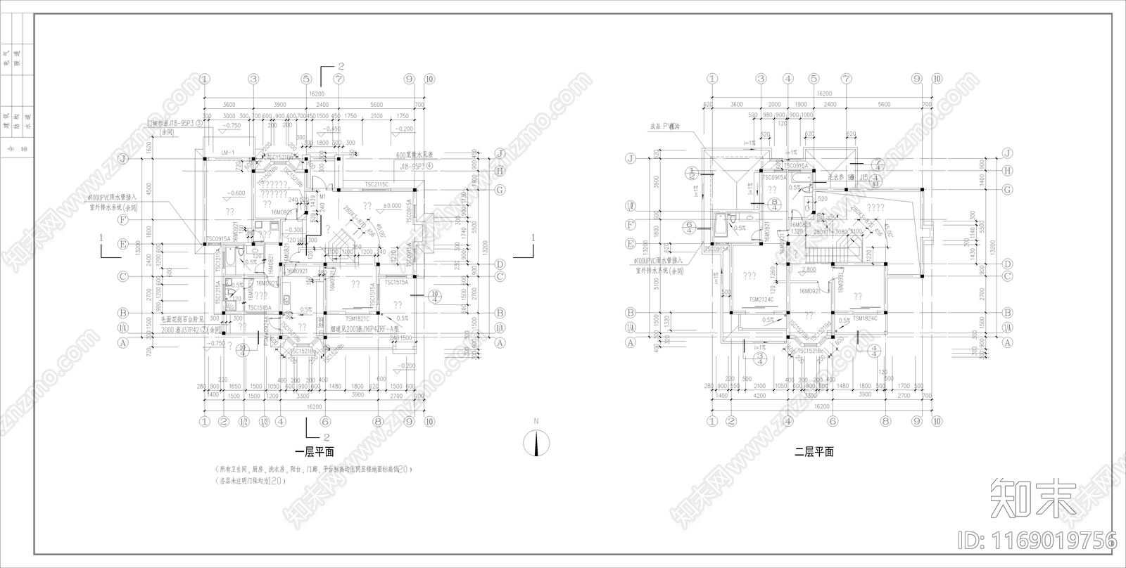 美式别墅建筑cad施工图下载【ID:1169019756】