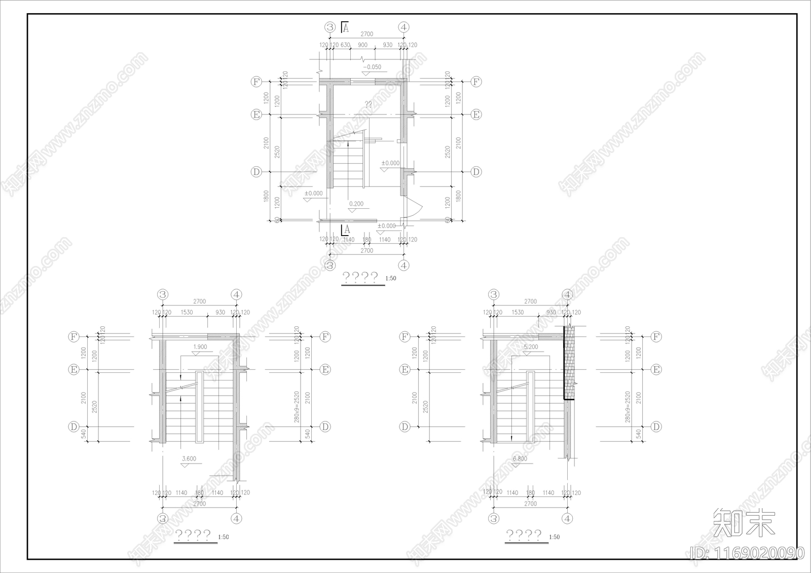 欧式别墅建筑cad施工图下载【ID:1169020090】