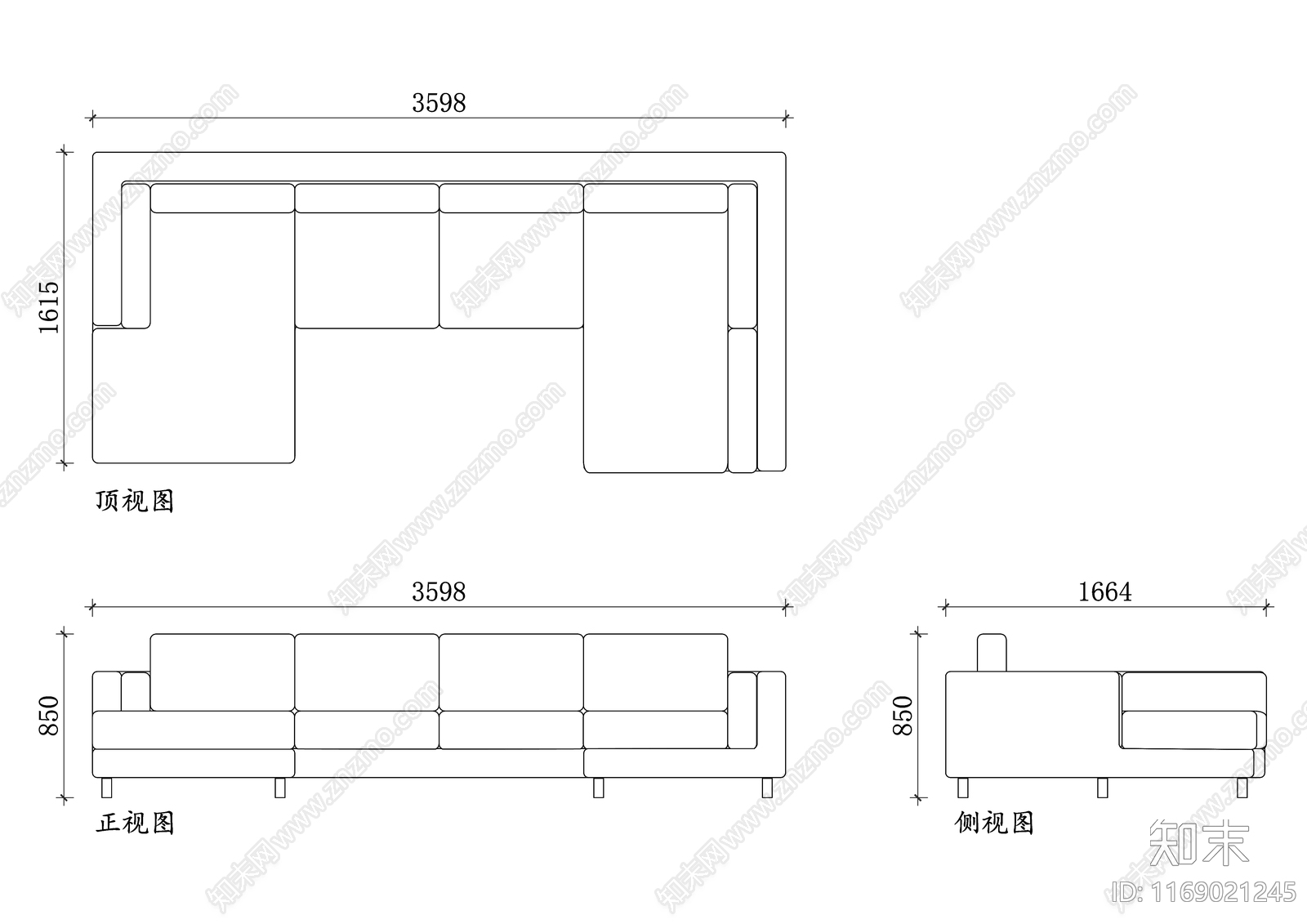 现代沙发cad施工图下载【ID:1169021245】