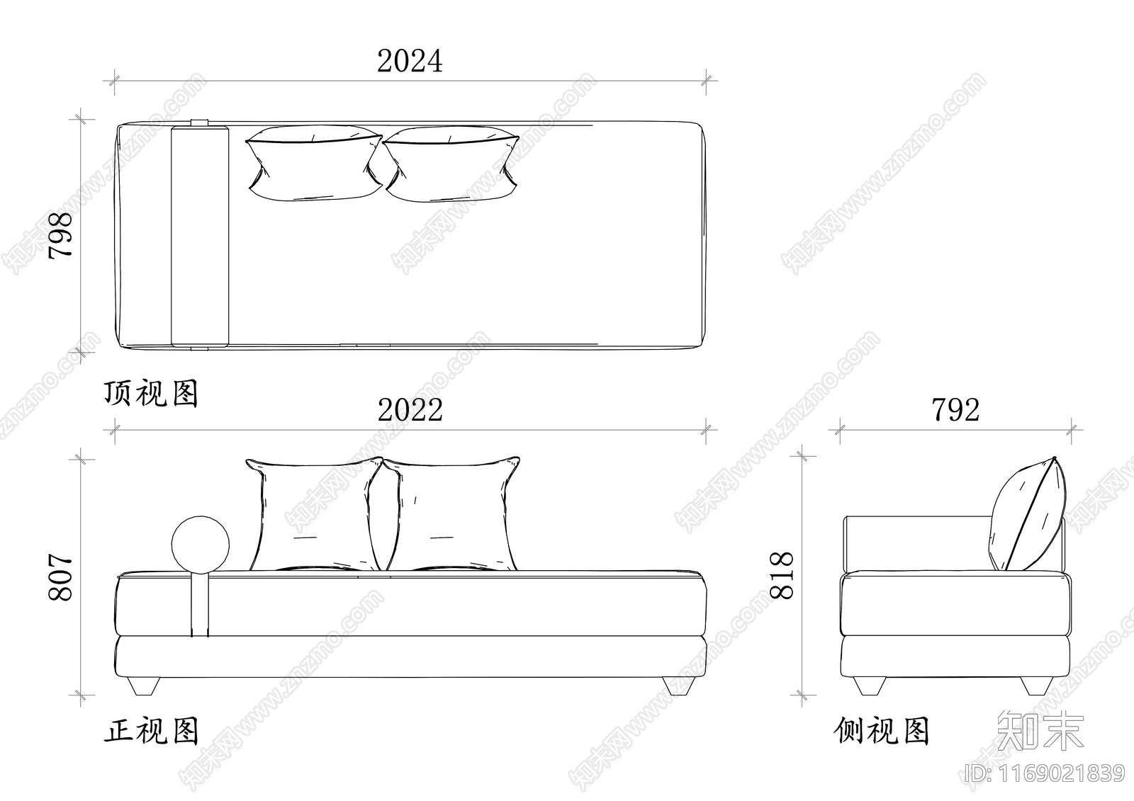 现代沙发cad施工图下载【ID:1169021839】