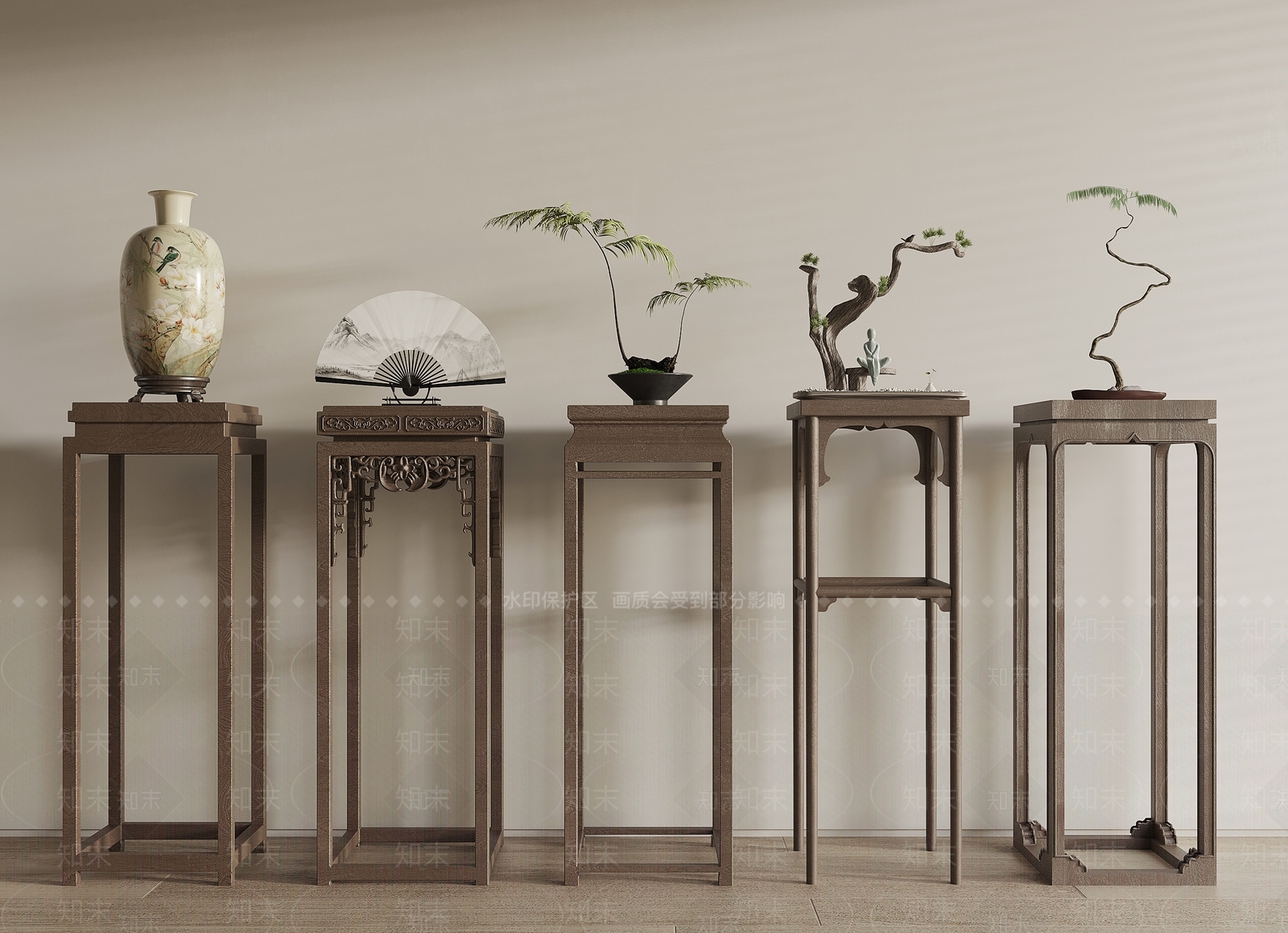 新中式花架3D模型下载【ID:1169026907】