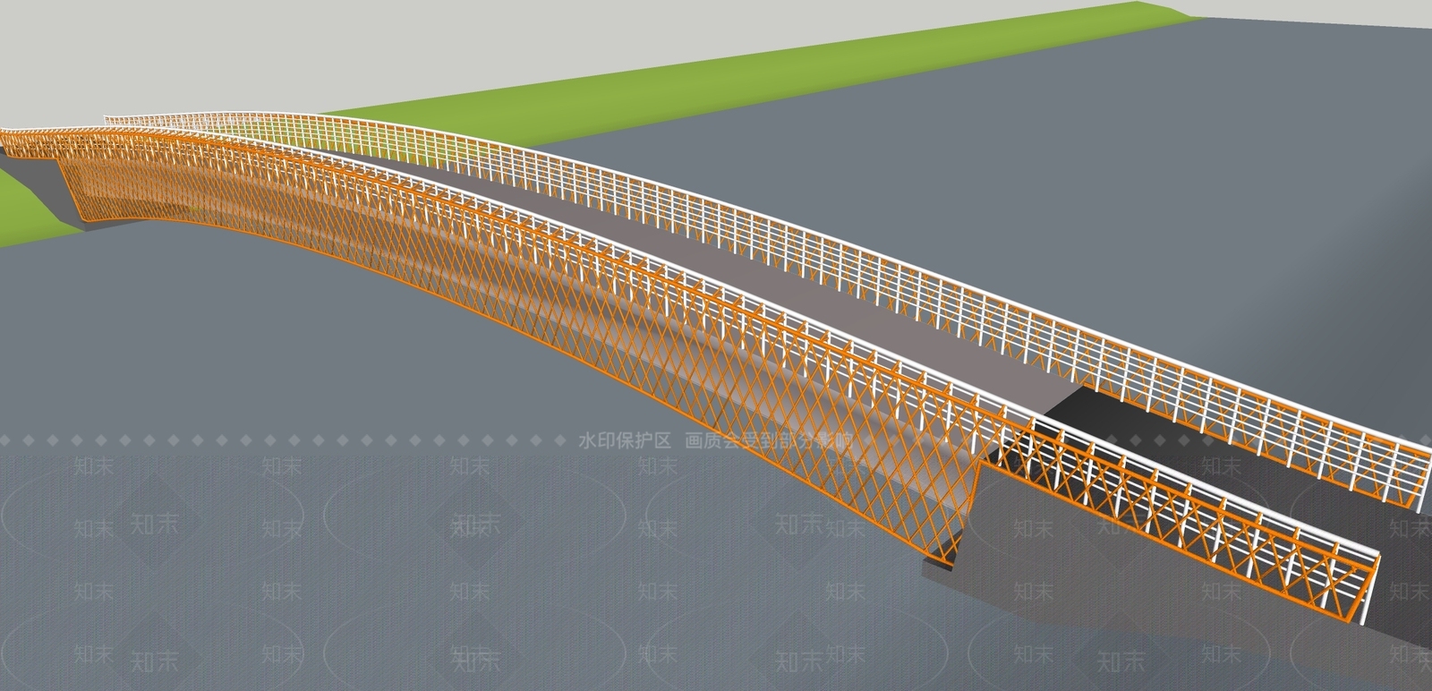 现代景观桥SU模型下载【ID:1169032239】