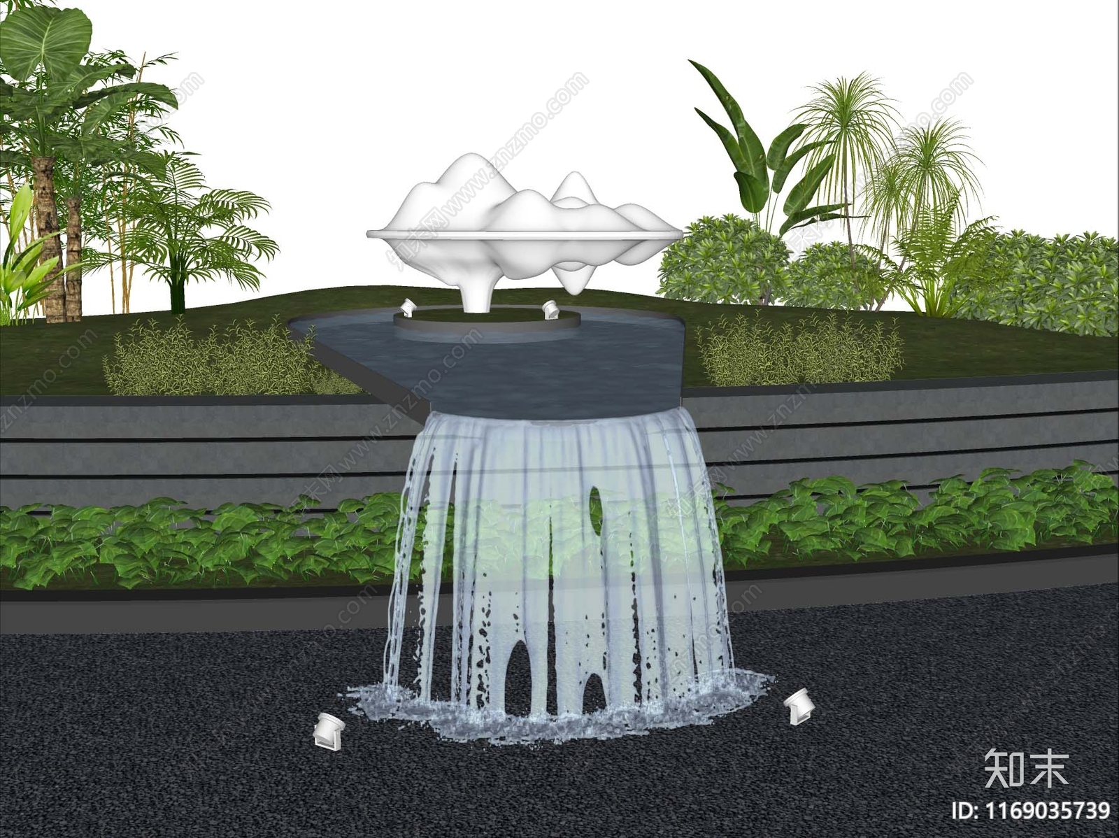 现代新中式水景SU模型下载【ID:1169035739】