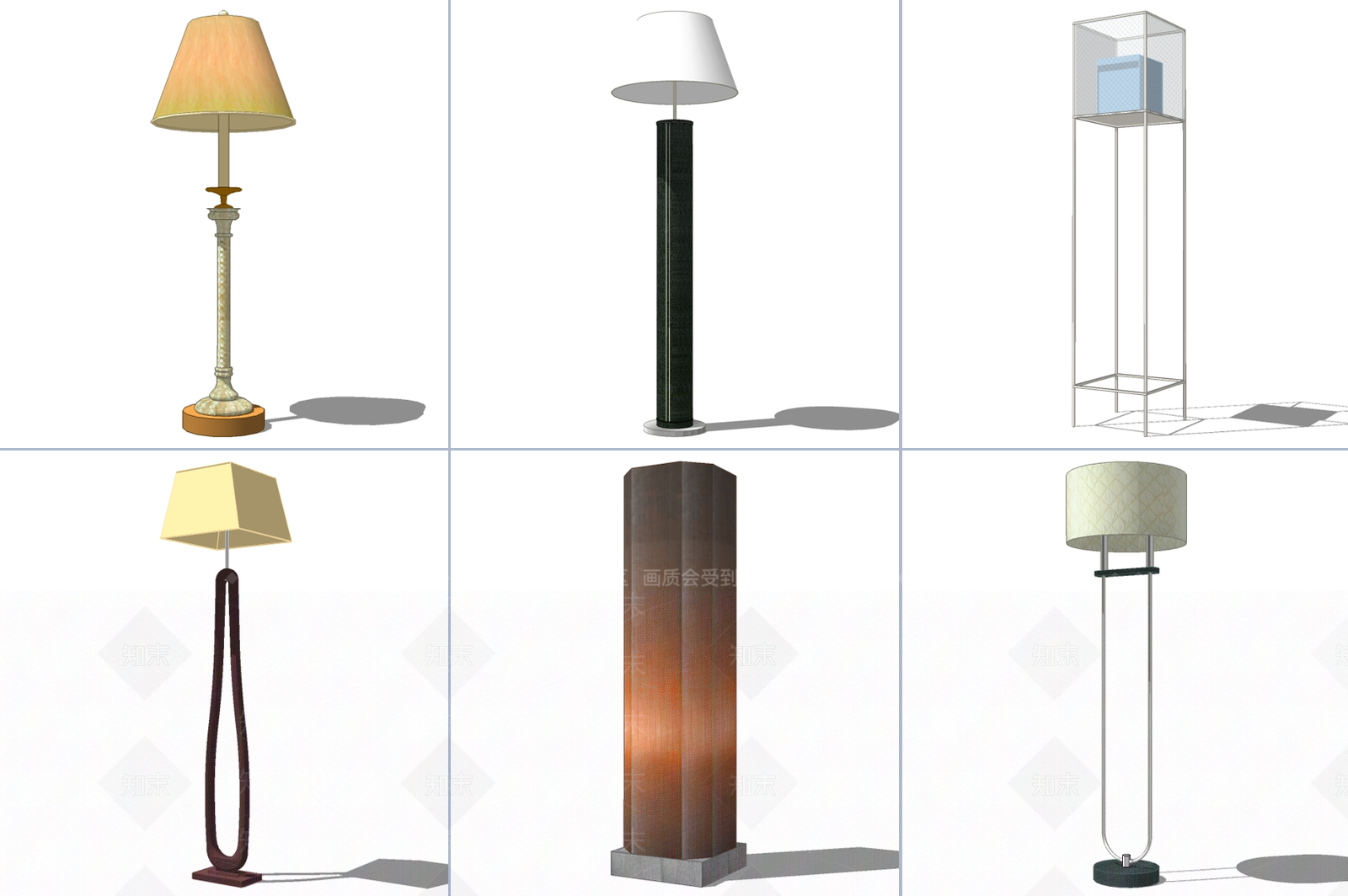 欧式美式落地灯SU模型下载【ID:1169039390】