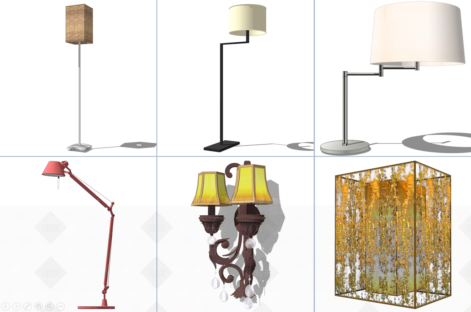 美式欧式落地灯SU模型下载【ID:1169039645】