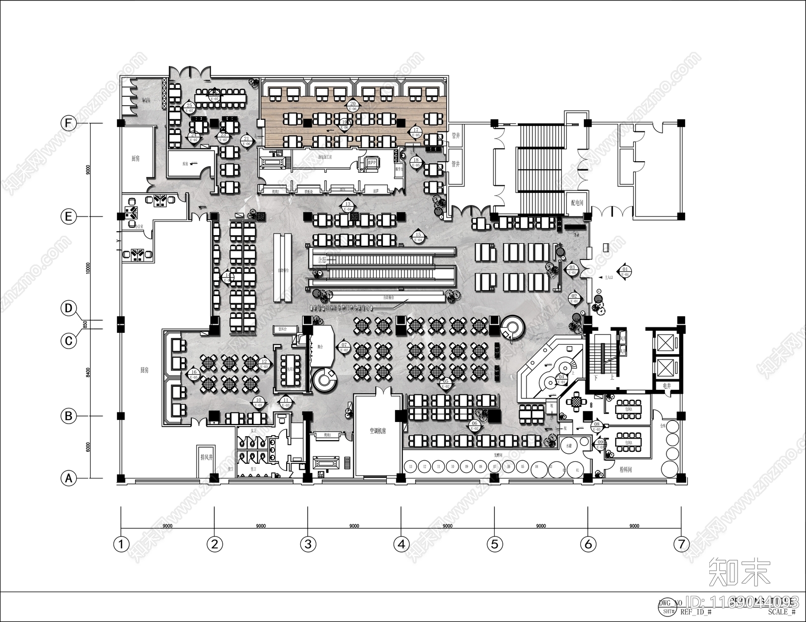 现代复古中餐厅cad施工图下载【ID:1169044093】