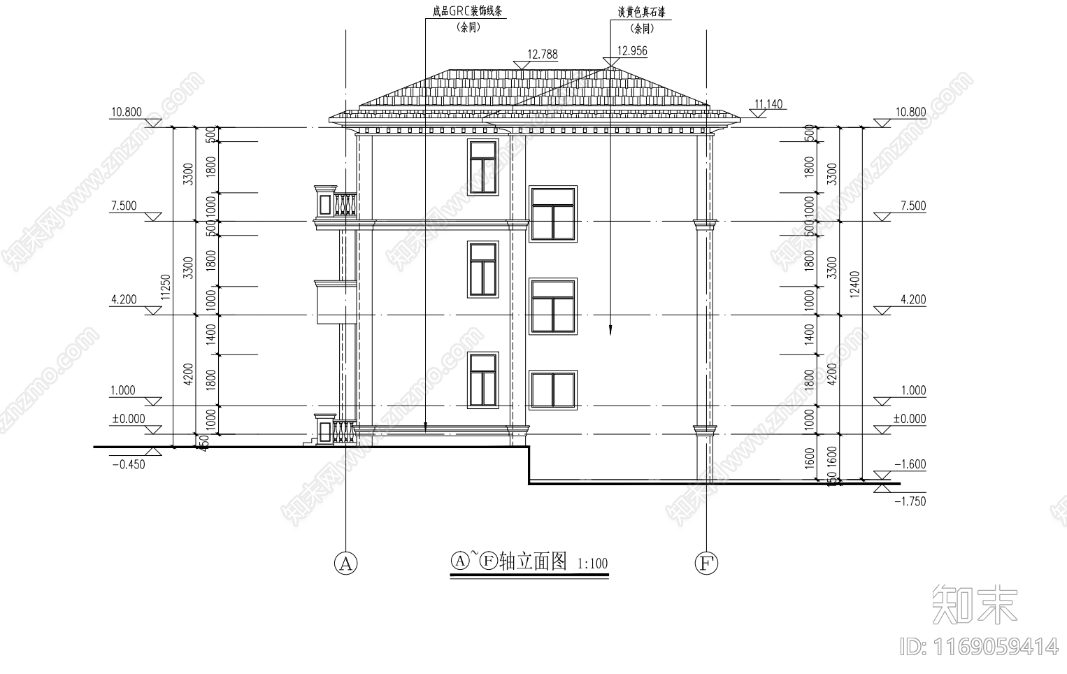 现代别墅建筑cad施工图下载【ID:1169059414】