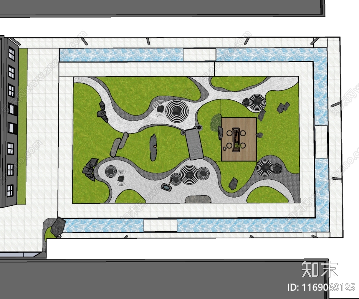 日式办公景观SU模型下载【ID:1169069125】