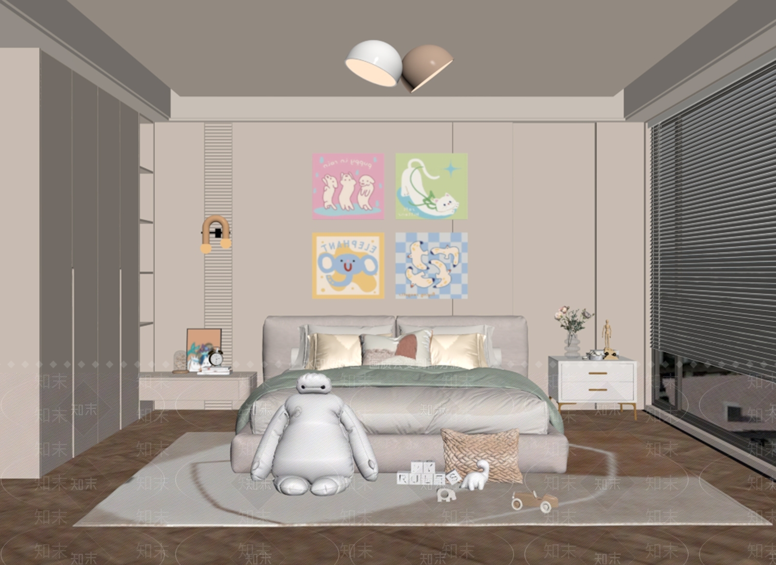 现代通用儿童房SU模型下载【ID:1169070032】