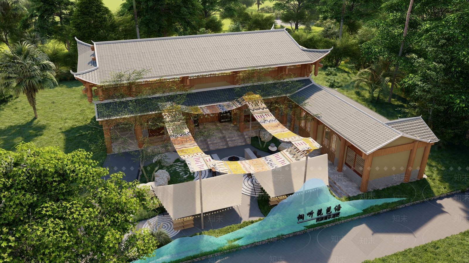 中式新中式古建筑SU模型下载【ID:1169074966】