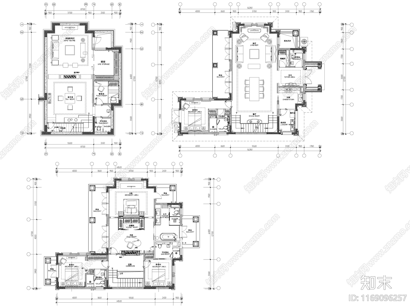 现代新中式整体家装空间cad施工图下载【ID:1169096257】