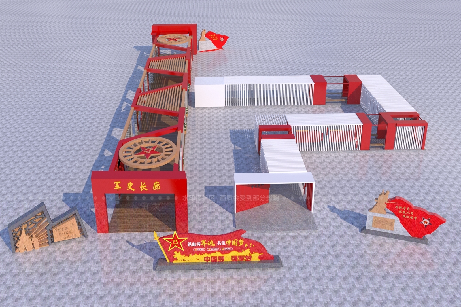 现代廊架3D模型下载【ID:1169097367】