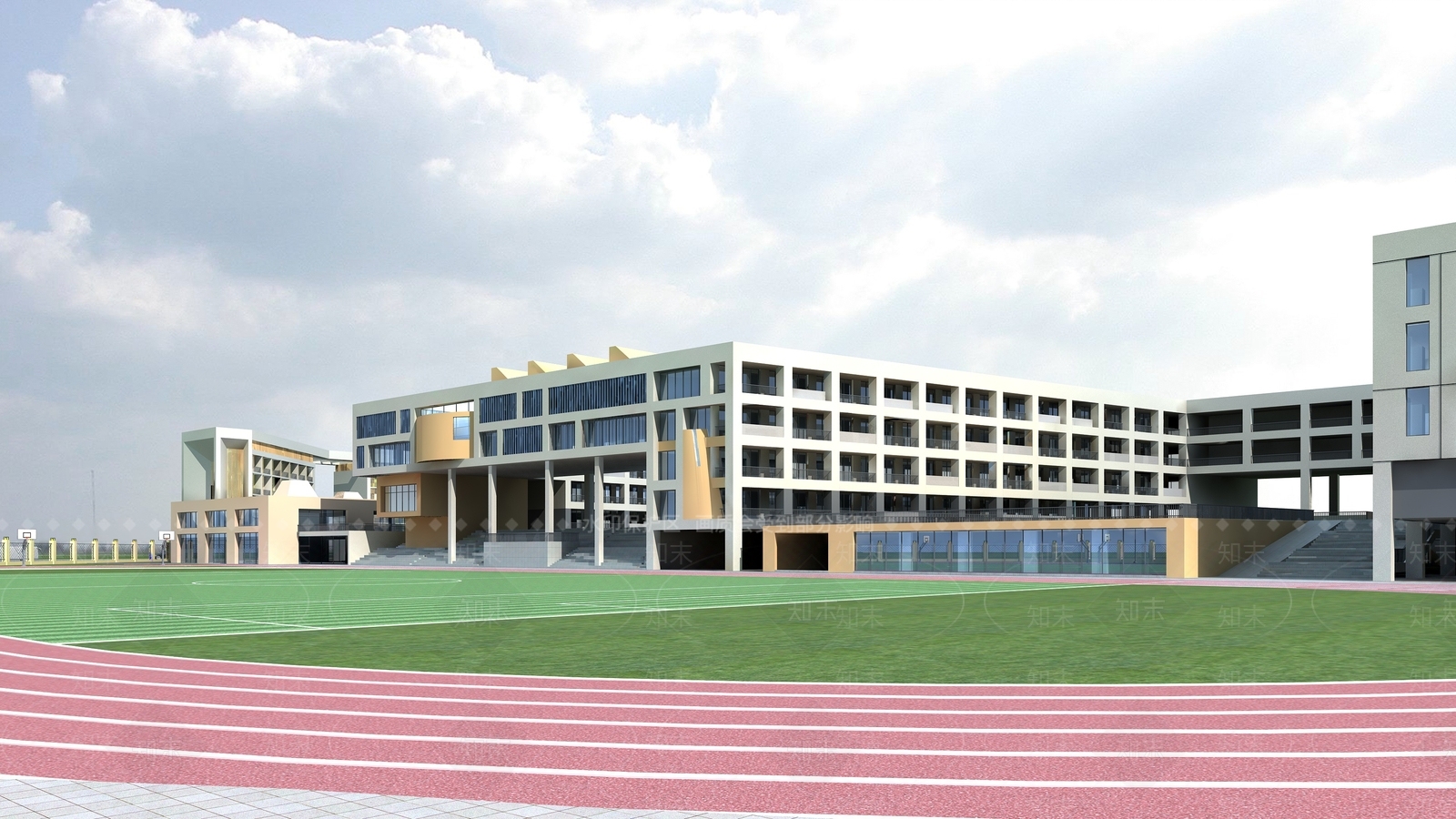现代学校外观3D模型下载【ID:1169104529】