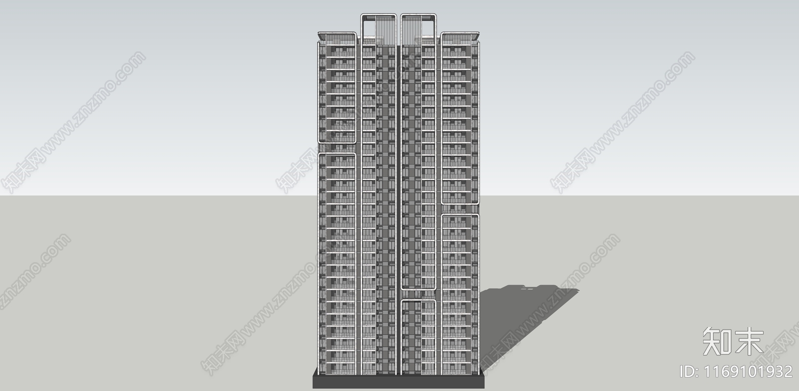 现代简约高层住宅SU模型下载【ID:1169101932】