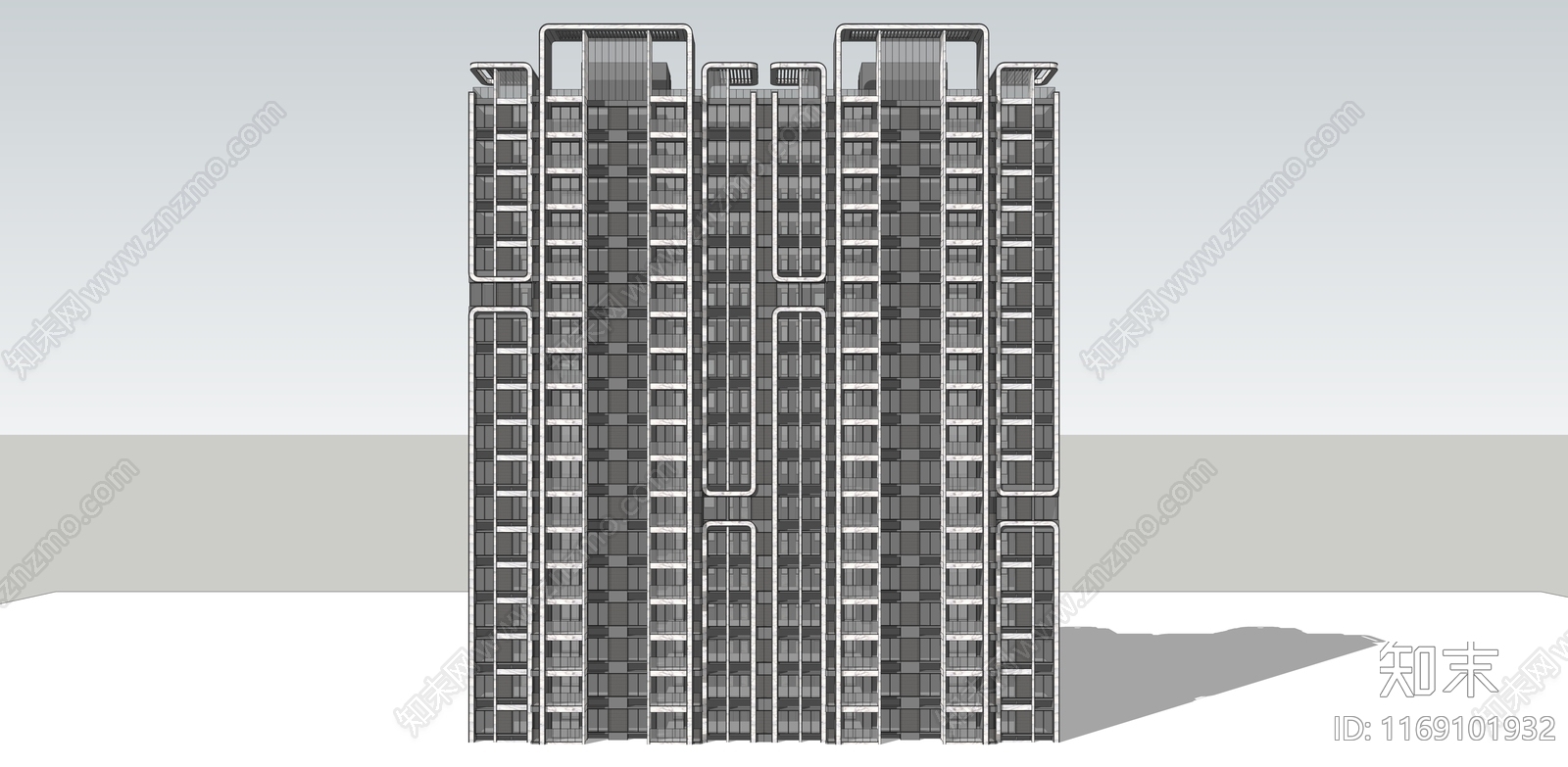 现代简约高层住宅SU模型下载【ID:1169101932】